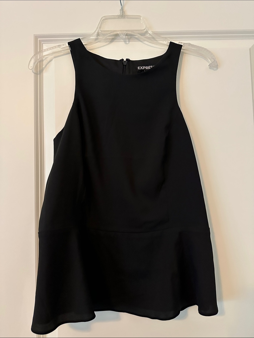 EUC M Express Black Sleeveless zippered Tank Top with peplum Hem